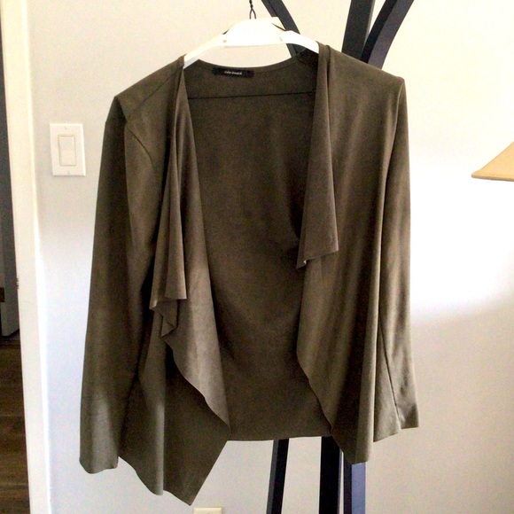 Olive Green Faux Suede Blazer - Picture 1 of 2